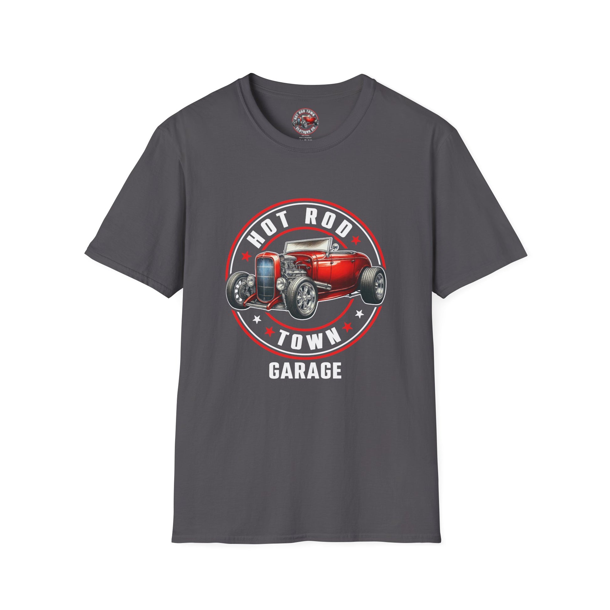 Hot Rod Town logo front of T-shirt